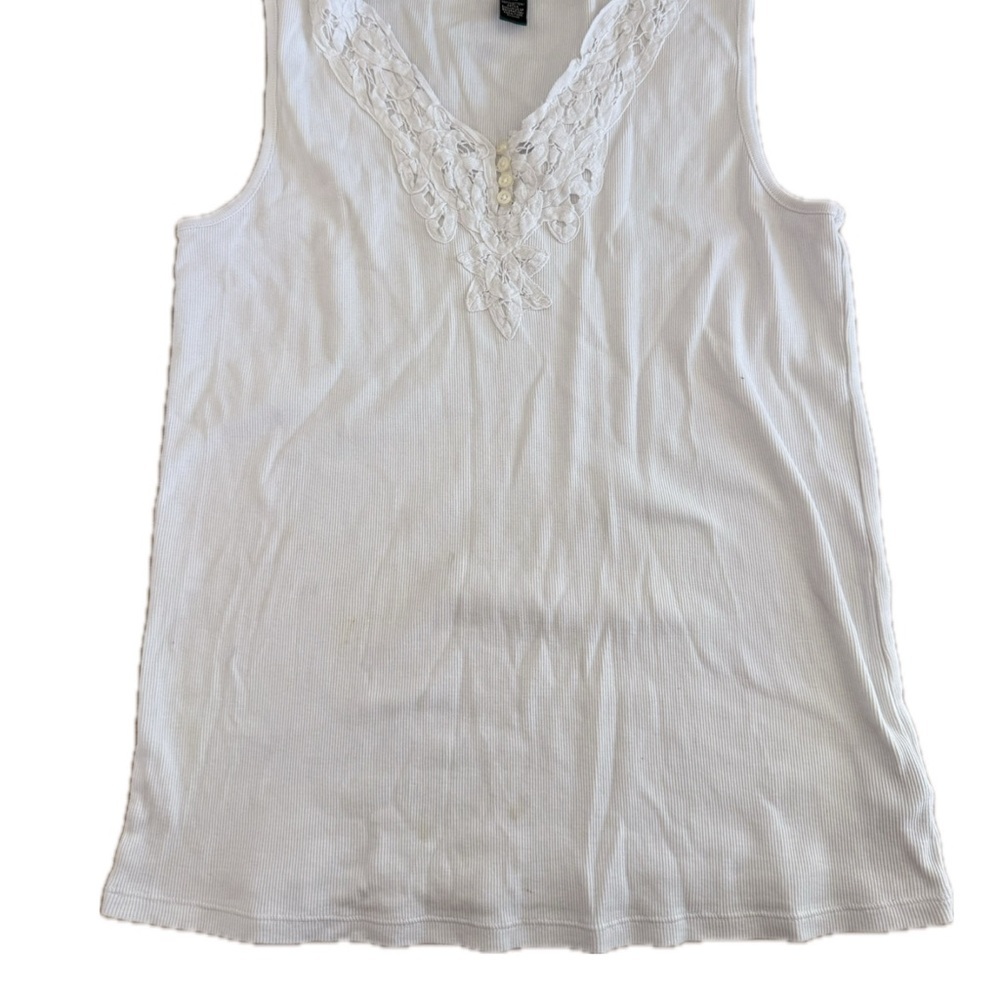 Polo Ralph Lauren White Sleeveless Top with Lace Detail
